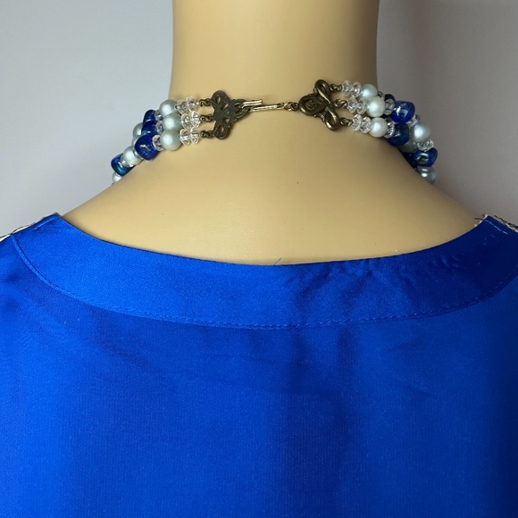 Neiman Marcus Tracy Reese blue silky back w nude front blue sequined front tunic - Picture 13 of 16